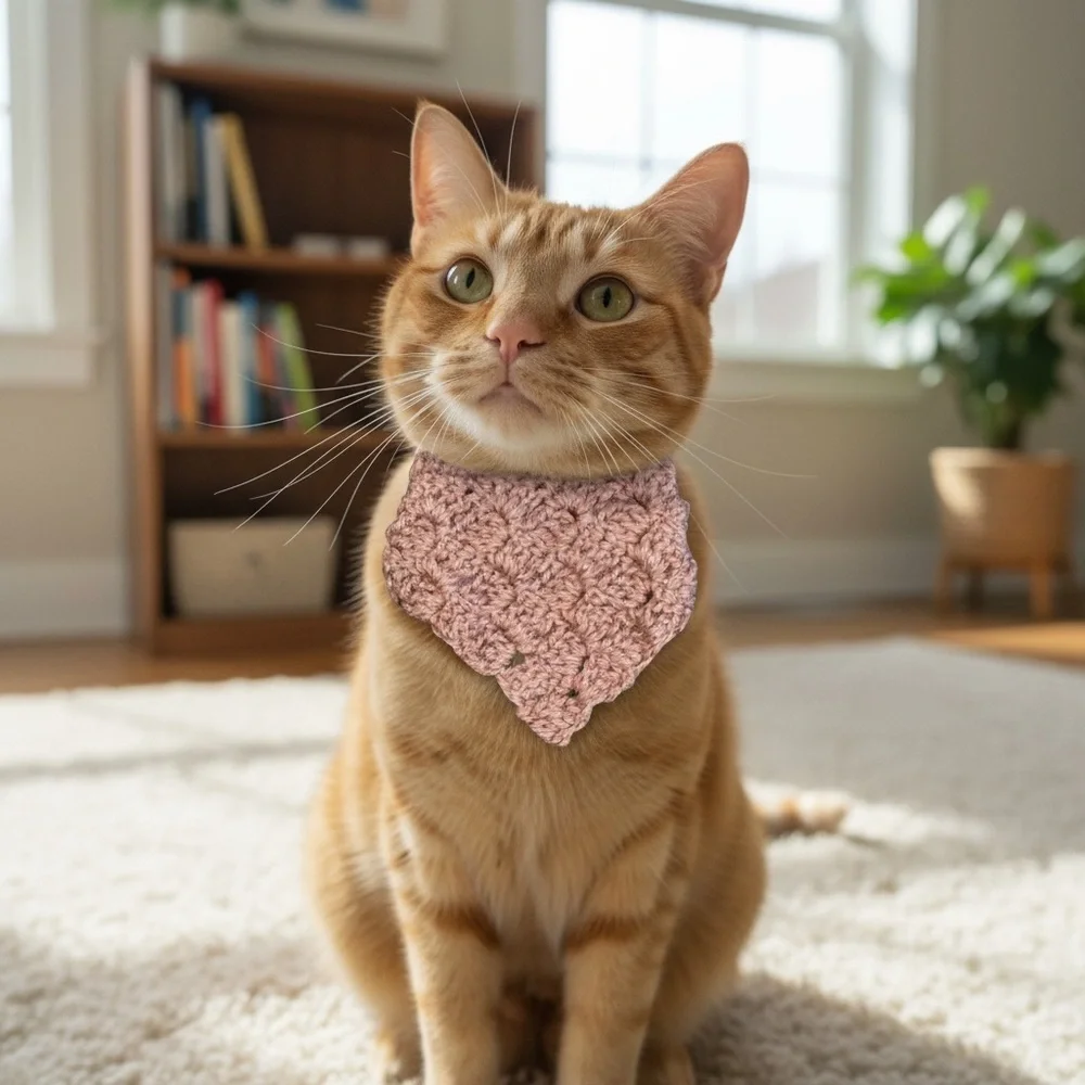 5/$25 Hand Crocheted Cat Bandanna